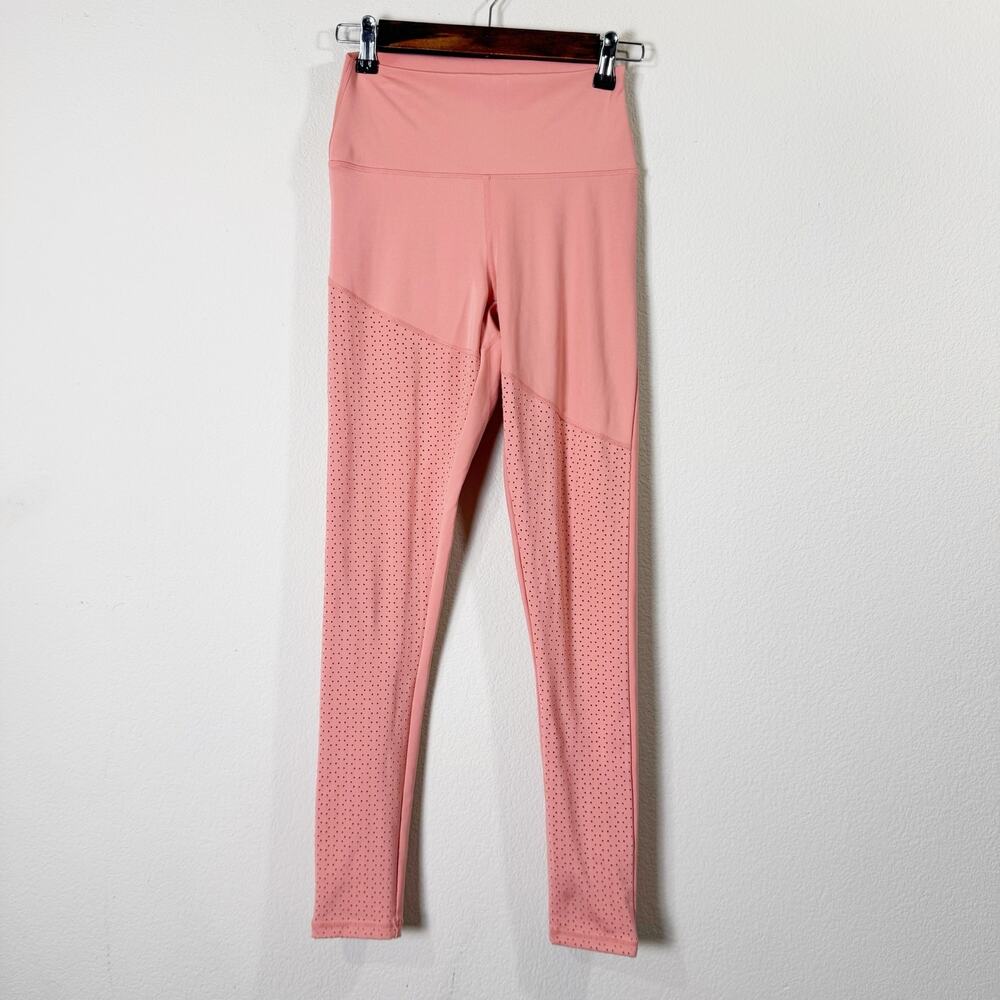 buffbunny | peach lazer cut high waisted perforated women's leggings sz M